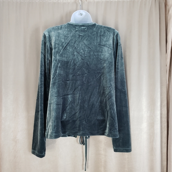 Madewell Green Velvet wrap top sz M - Picture 5 of 7